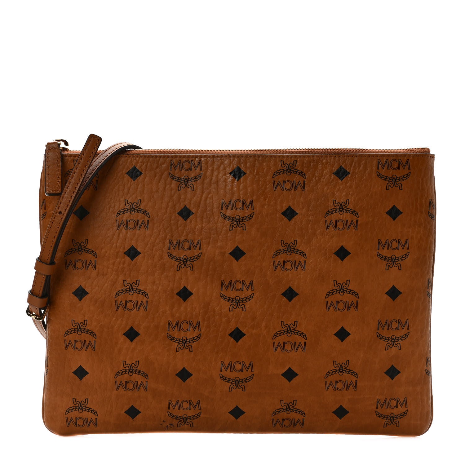 MCM Visetos Original Medium Pouch Cognac 1 of 9