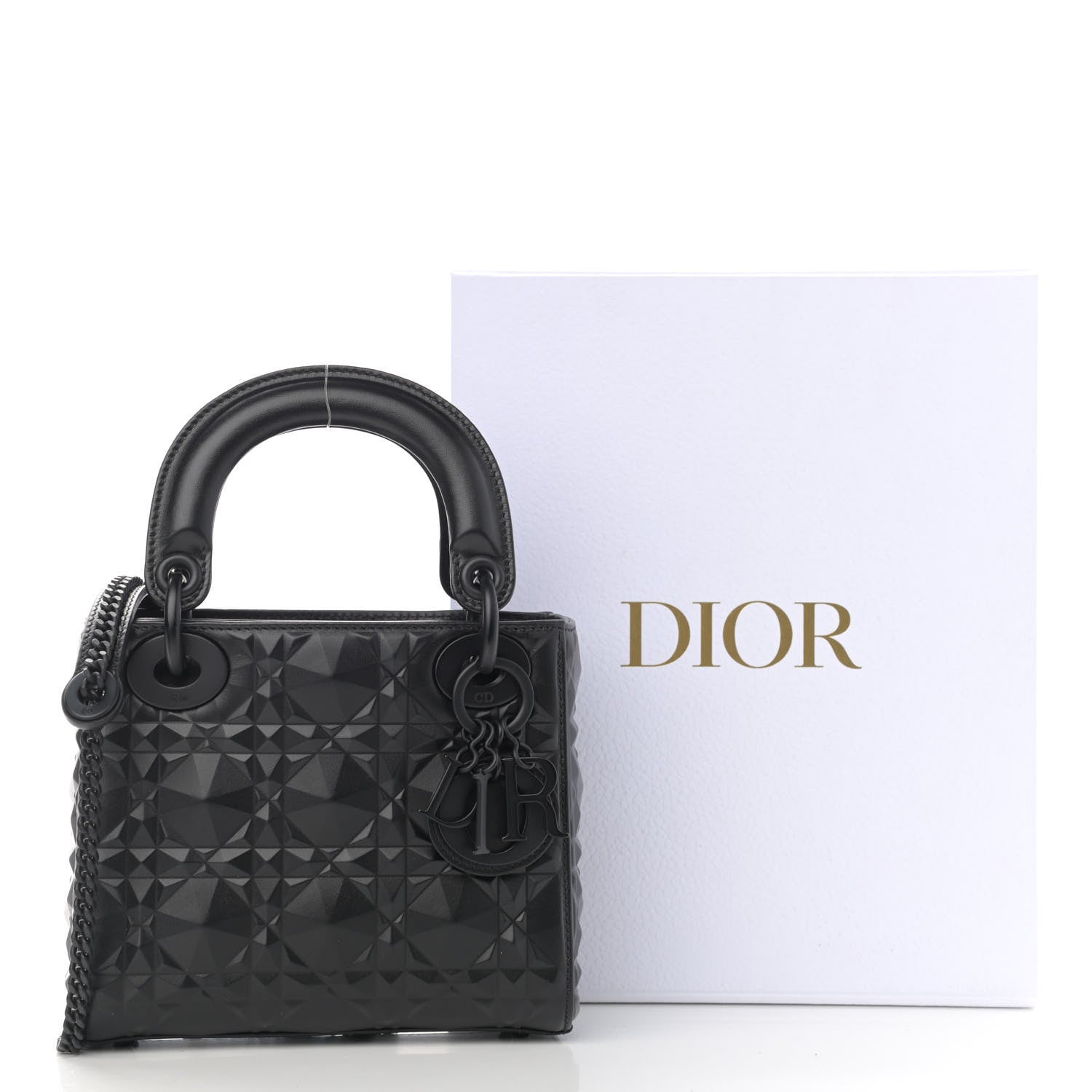 Christian Dior Calfskin Diamond Cannage Mini Lady Dior Black