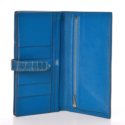 Hermes Shiny Alligator Bearn Wallet Bleu Hydra 5 of 8