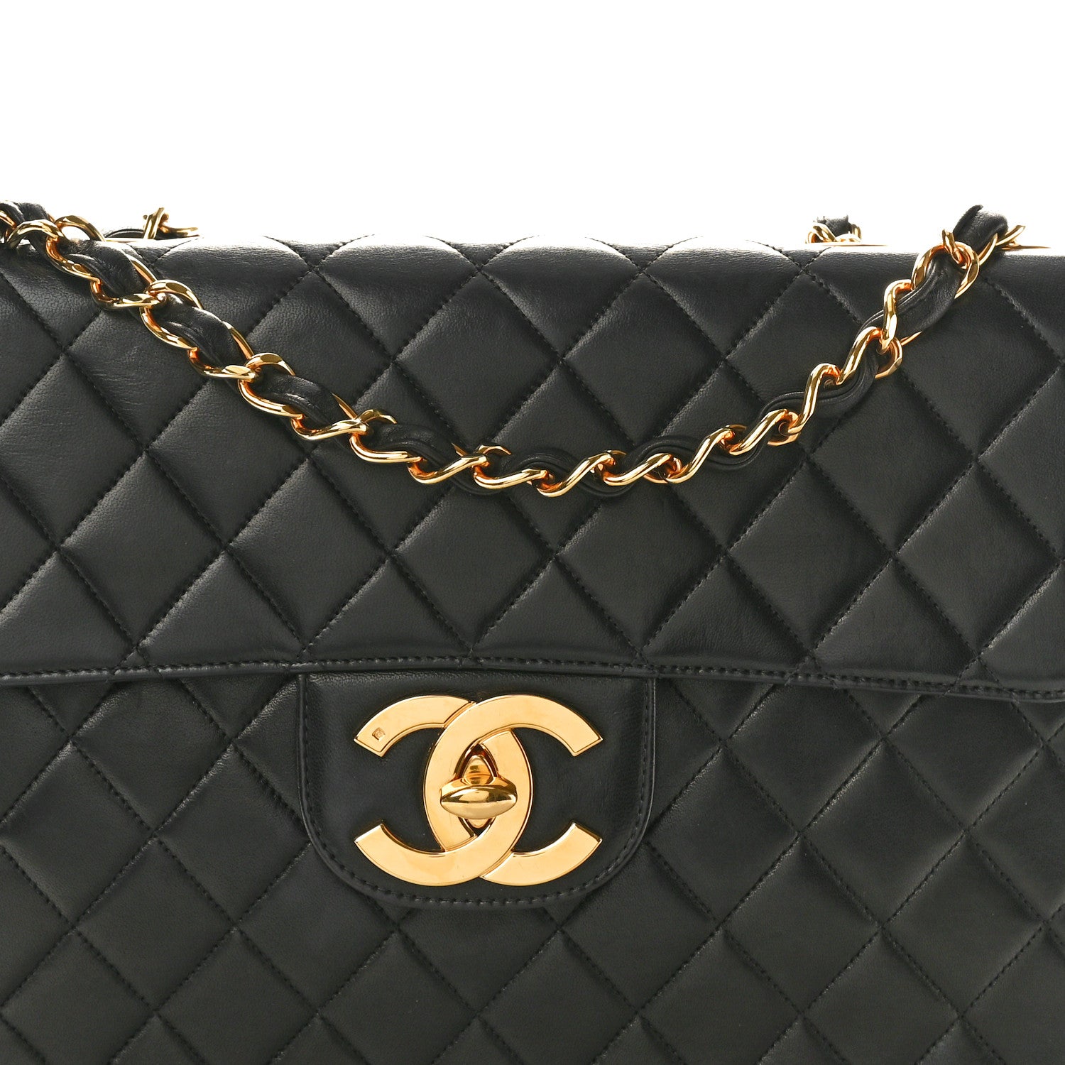 Chanel Lambskin Quilted XL Jumbo Single Flap Black 8 of 10