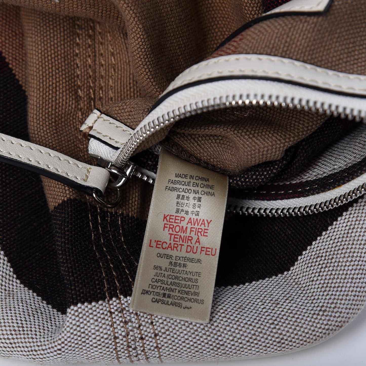 Canvas Mega Check Medium Ashby Tassel Crossbody White