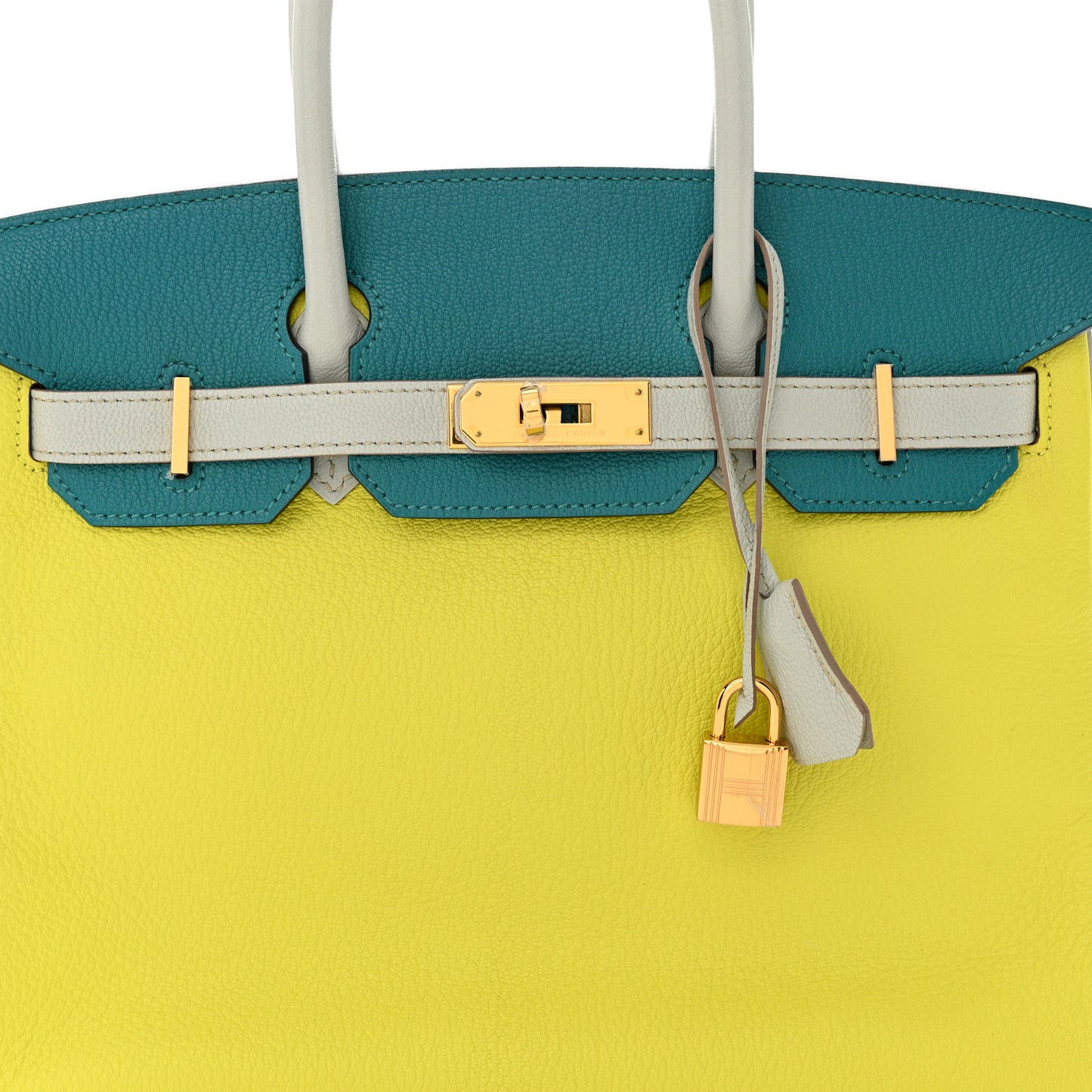 Chevre Mysore Horseshoe Birkin 30 Lime Bleu Izmir Bleu Pale