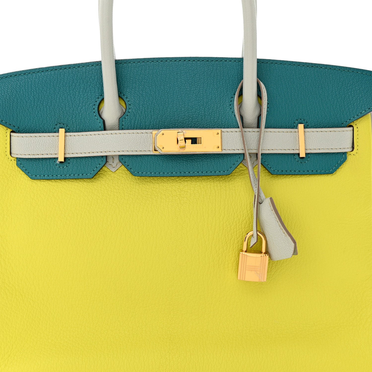Hermes Chevre Mysore Horseshoe Birkin 30 Lime Bleu Izmir Bleu Pale 8 of 10