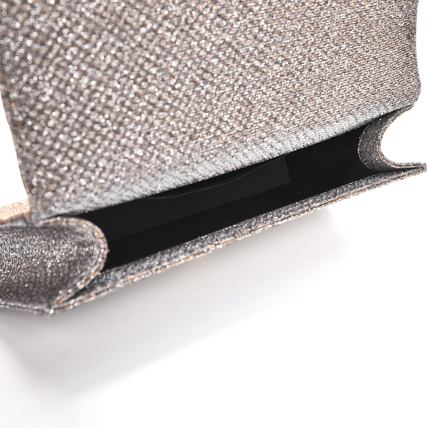 Metallic Canvas Woven Classic Monogram Kate Tassel Clutch Silver Gold