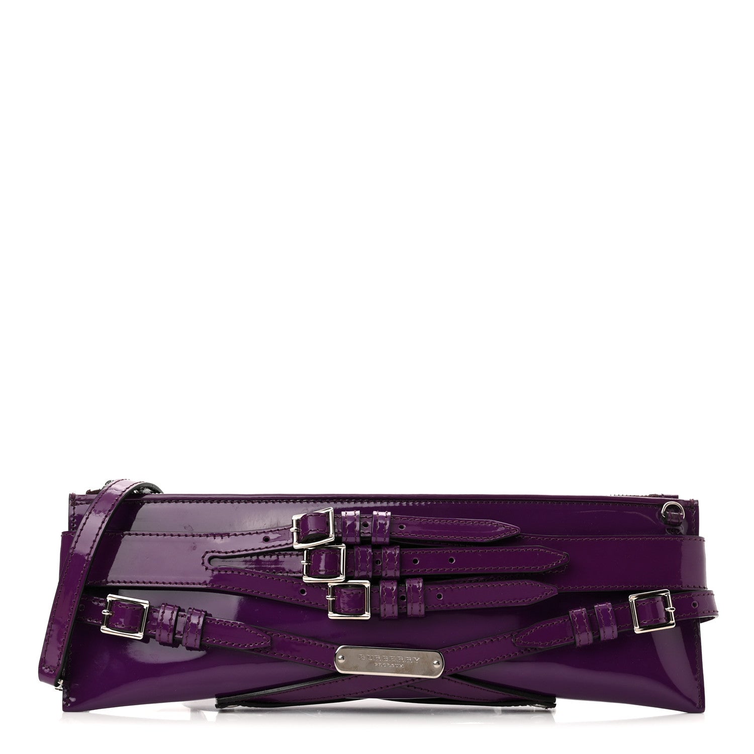 Burberry Patent Bridle Calfskin Parmoor Clutch Bag Purple 1 of 11