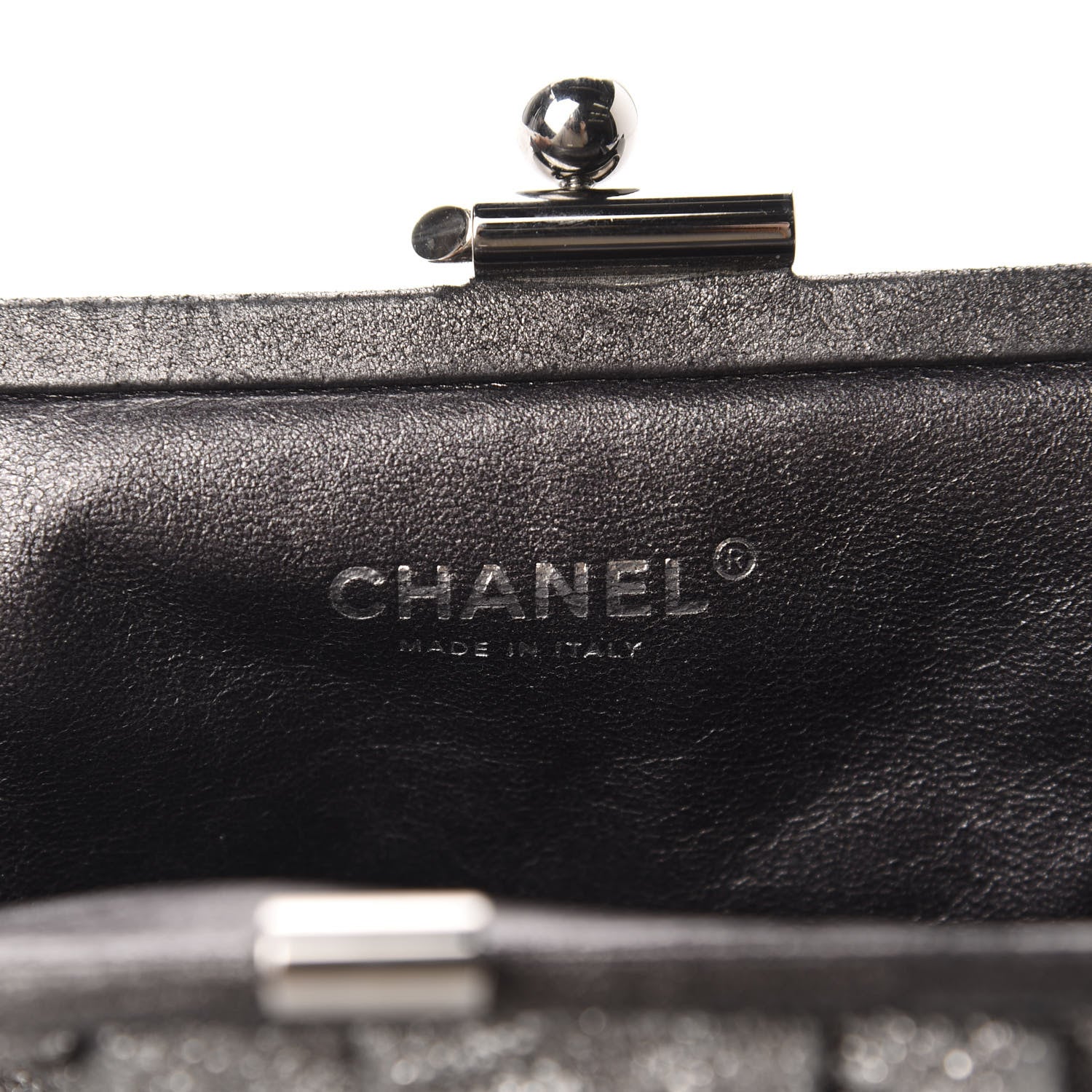 Chanel Metallic Crackled Calfskin Monte Carlo Clutch Dark Silver 8 of 10