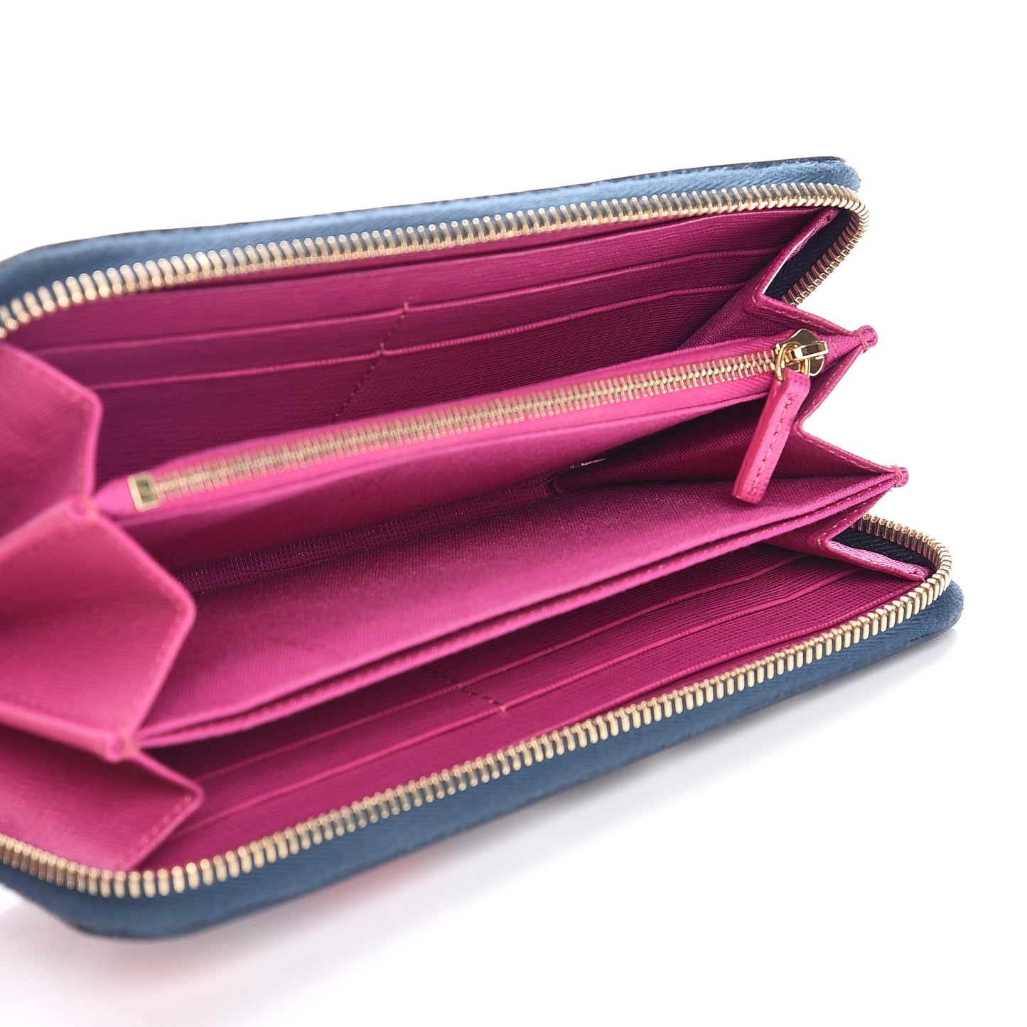 Vitello Elite Fendi Roma Simply Zip Around Wallet Cobalt Multicolor
