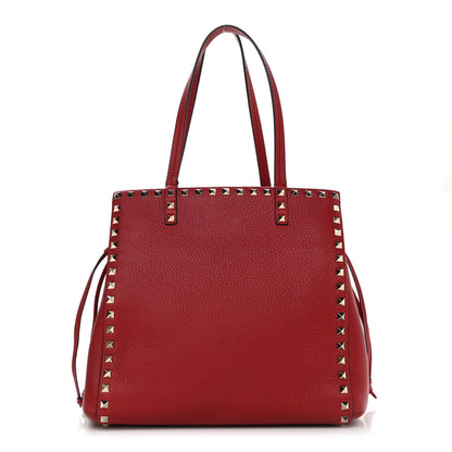 Valentino Garavani Grained Calfskin Rockstud Double Handle Cinch Tote Rosso Valentino 1 of 9