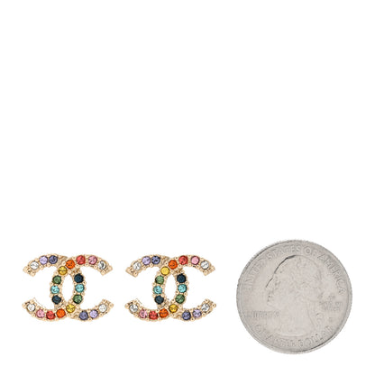Chanel Crystal Over The Rainbow CC Earrings Gold Multicolor 2 of 6