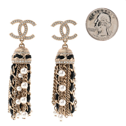 Chanel CC Chain Tassel Drop Earrings Light Gold 2 of 6