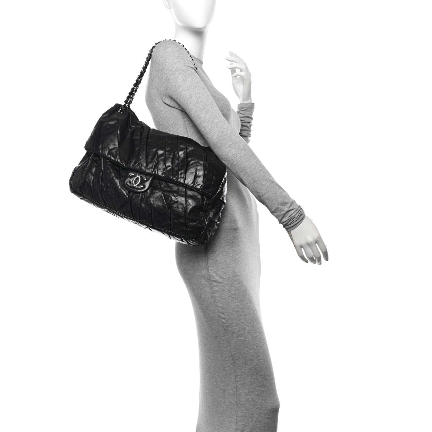 Chanel Glazed Calfskin Twisted Maxi Flap Black 2 of 10