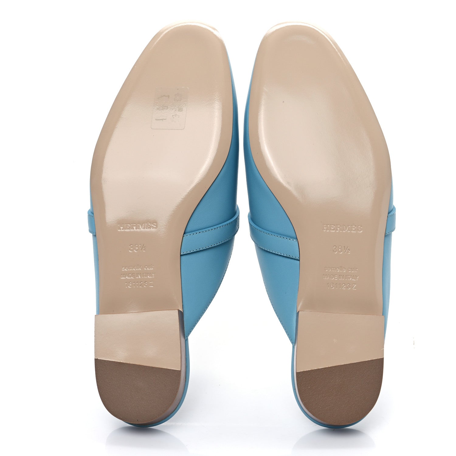 Hermes Calfskin Oz Mules 38.5 Ciel 5 of 7