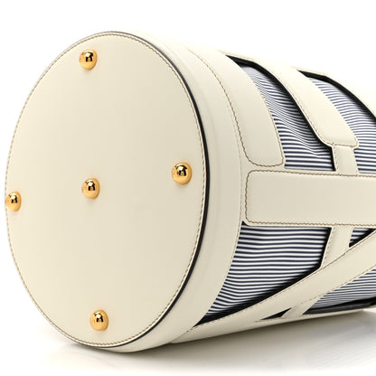 Fendi Nylon Vitello King Logo Step Out Bucket Bag White Rice Mirto 9 of 10