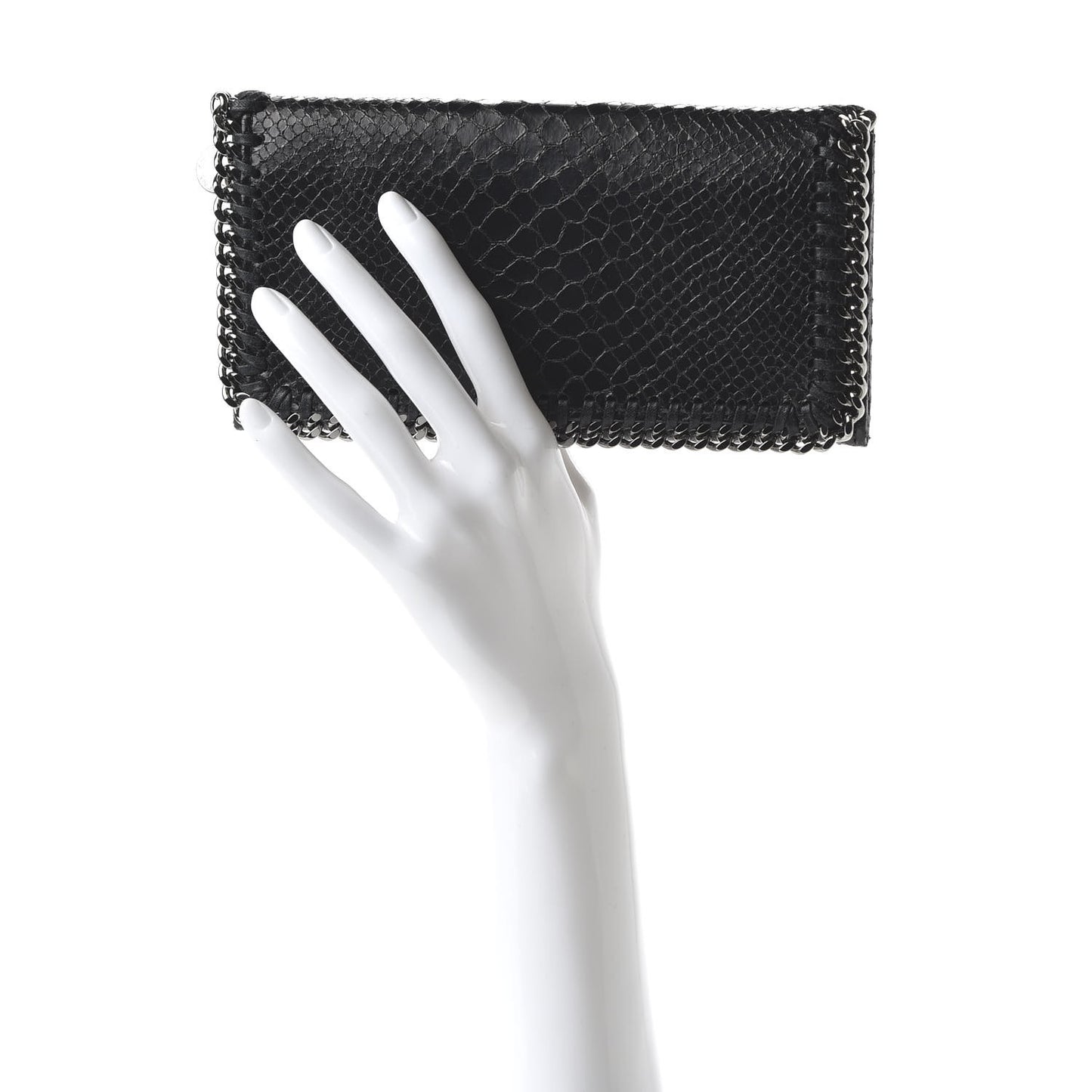 Embossed Crocodile Effect Falabella Flap Wallet Black