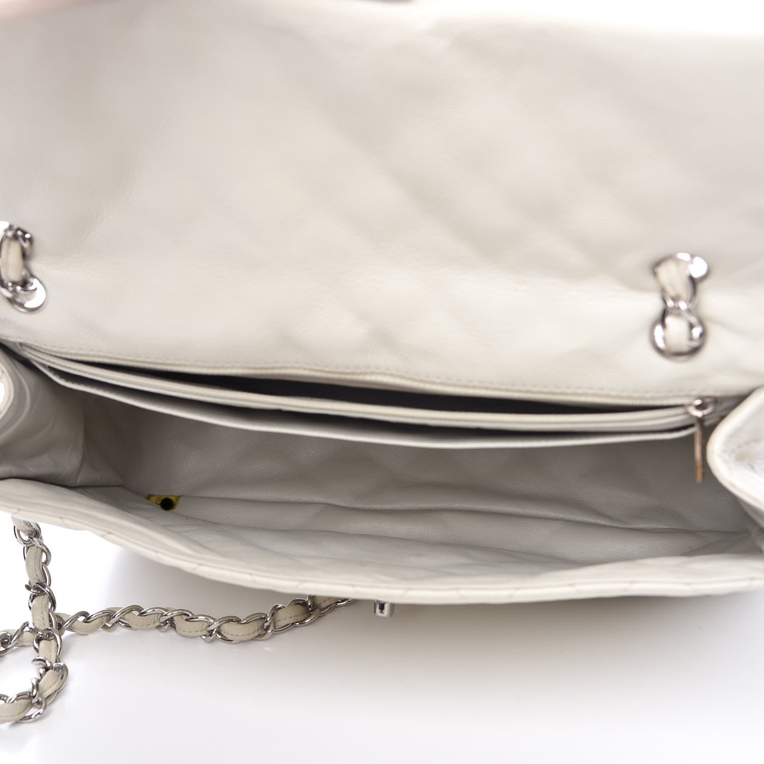 Chanel Caviar Quilted Maxi Single Flap White 6 of 21