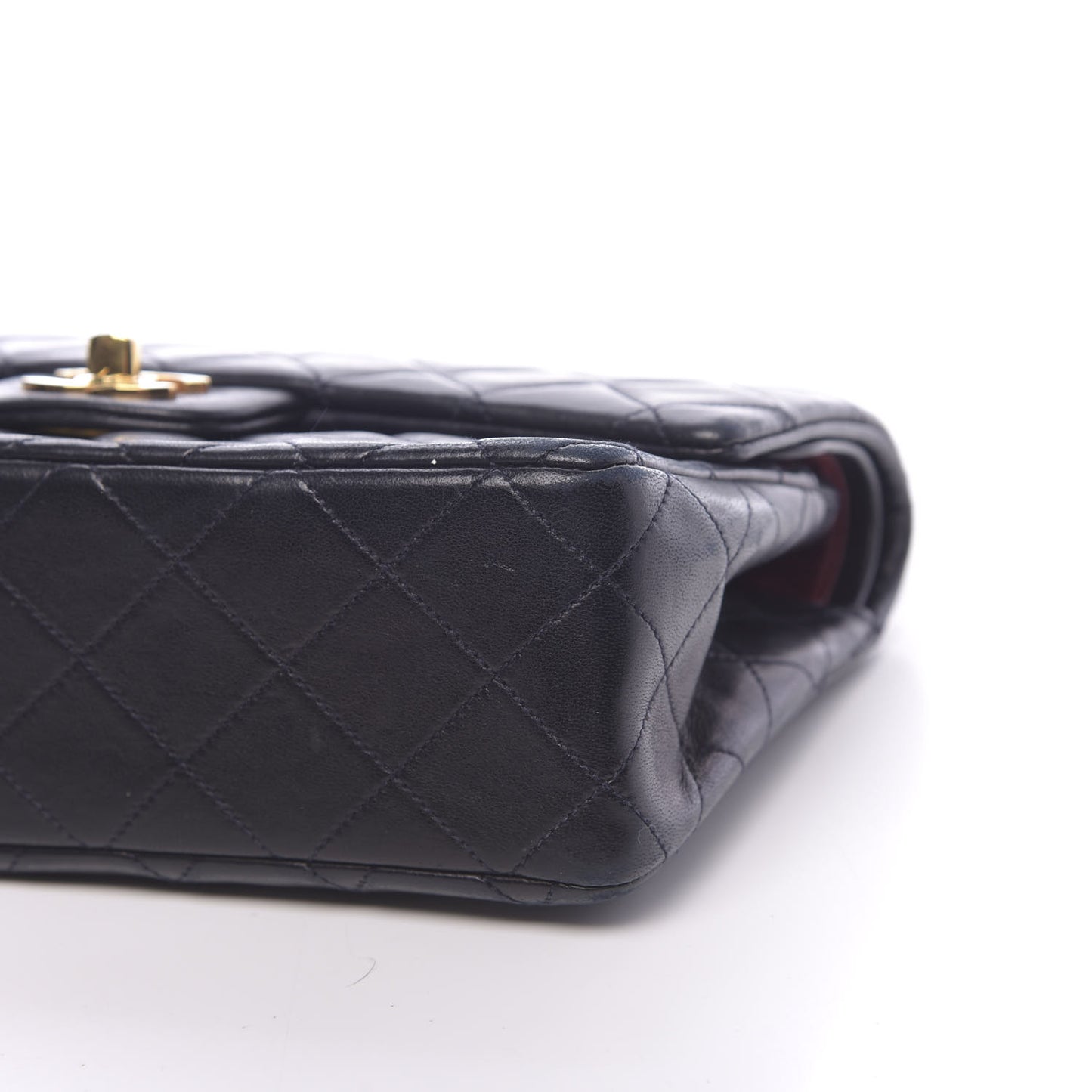 Lambskin Quilted Small Double Flap Navy
