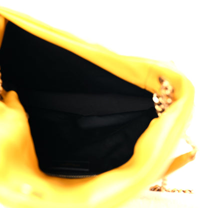 Saint Laurent Lambskin Quilted Medium Loulou Puffer Monogram Chain Satchel Saffran 5 of 11