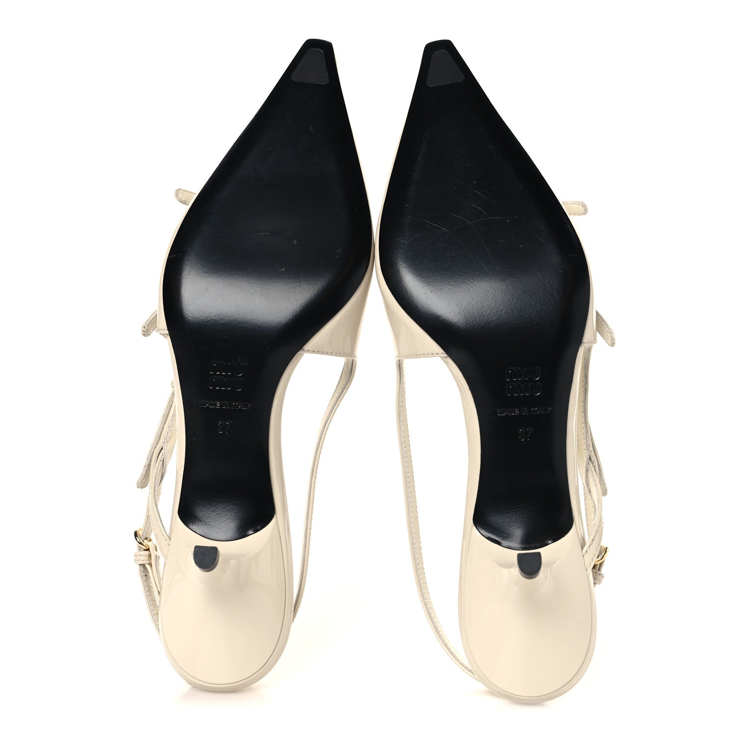 Miu Miu Vernice Buckle 55mm Slingback Pumps 37 White 6 of 8