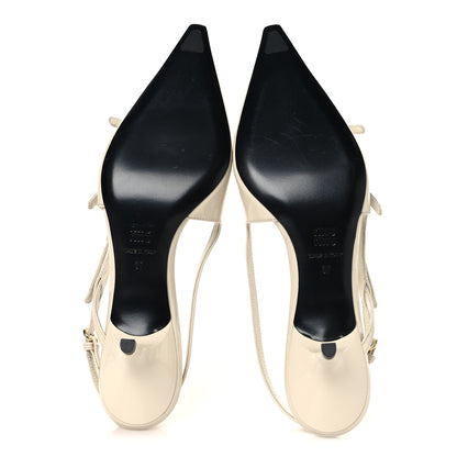 Miu Miu Vernice Buckle 55mm Slingback Pumps 37 White 6 of 8