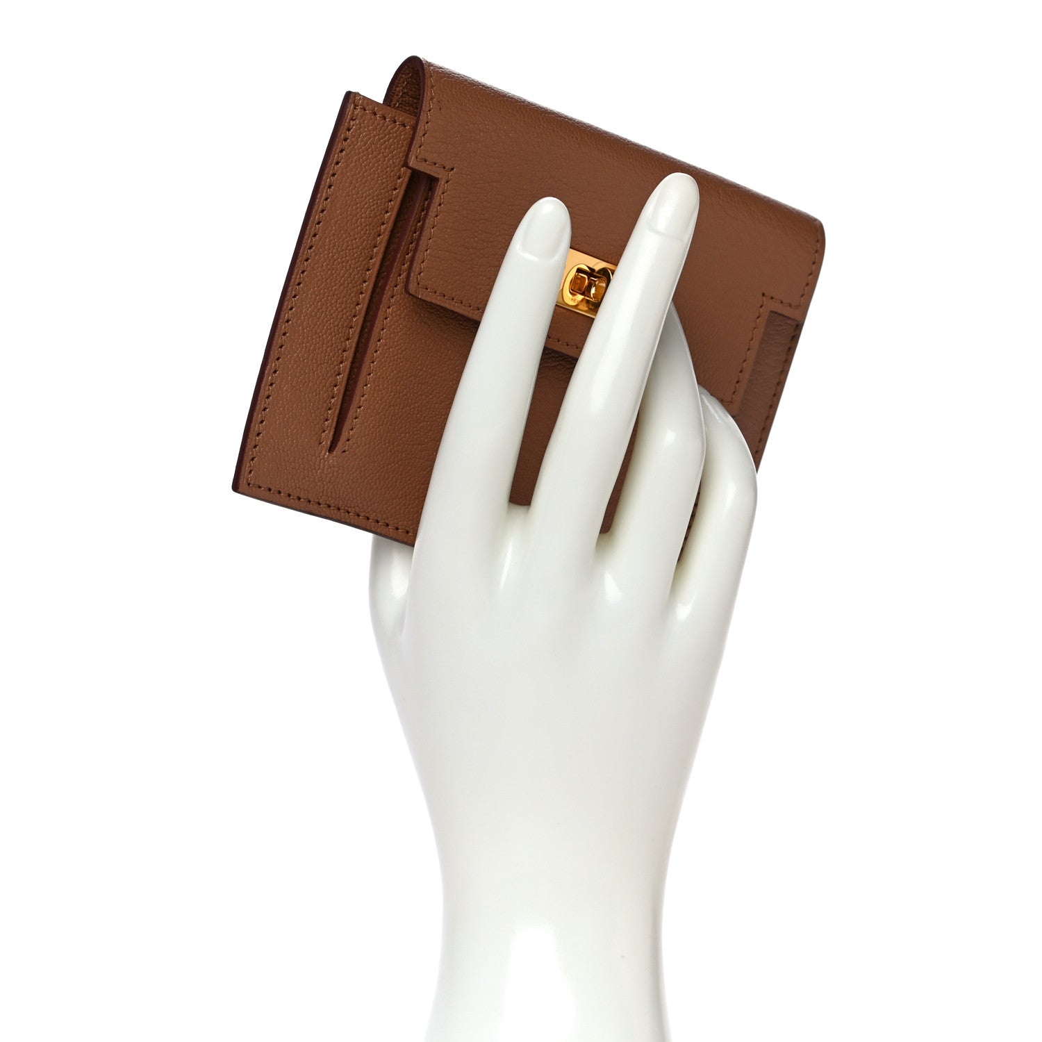 Hermes Chevre Mysore Kelly Pocket Compact Wallet Quebracho 2 of 13