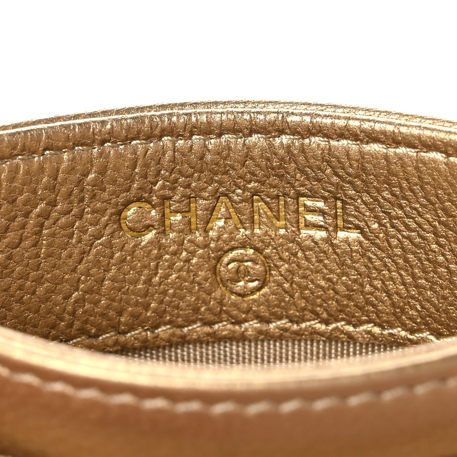 Chanel Metallic Lambskin Quilted Chanel 19 Card Holder Gold 6 of 10
