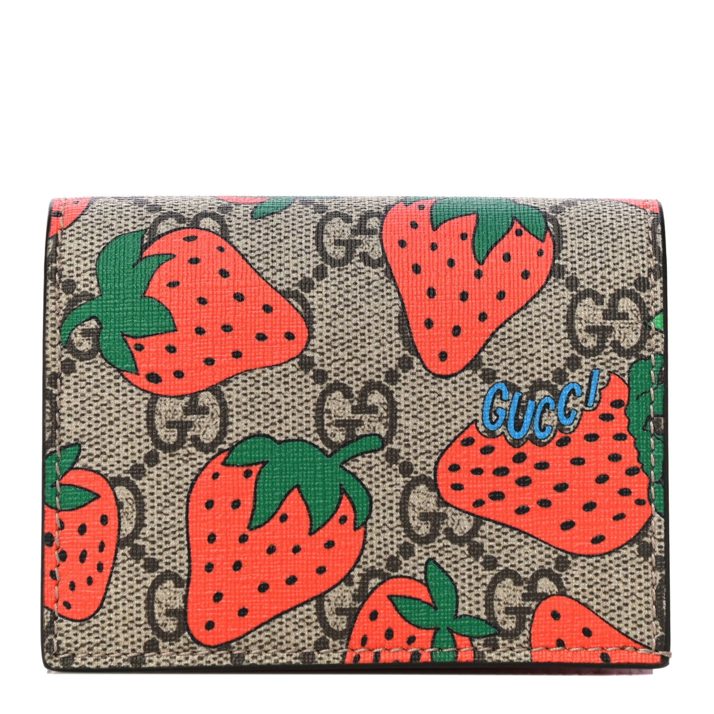 GG Supreme Monogram Strawberry Card Case