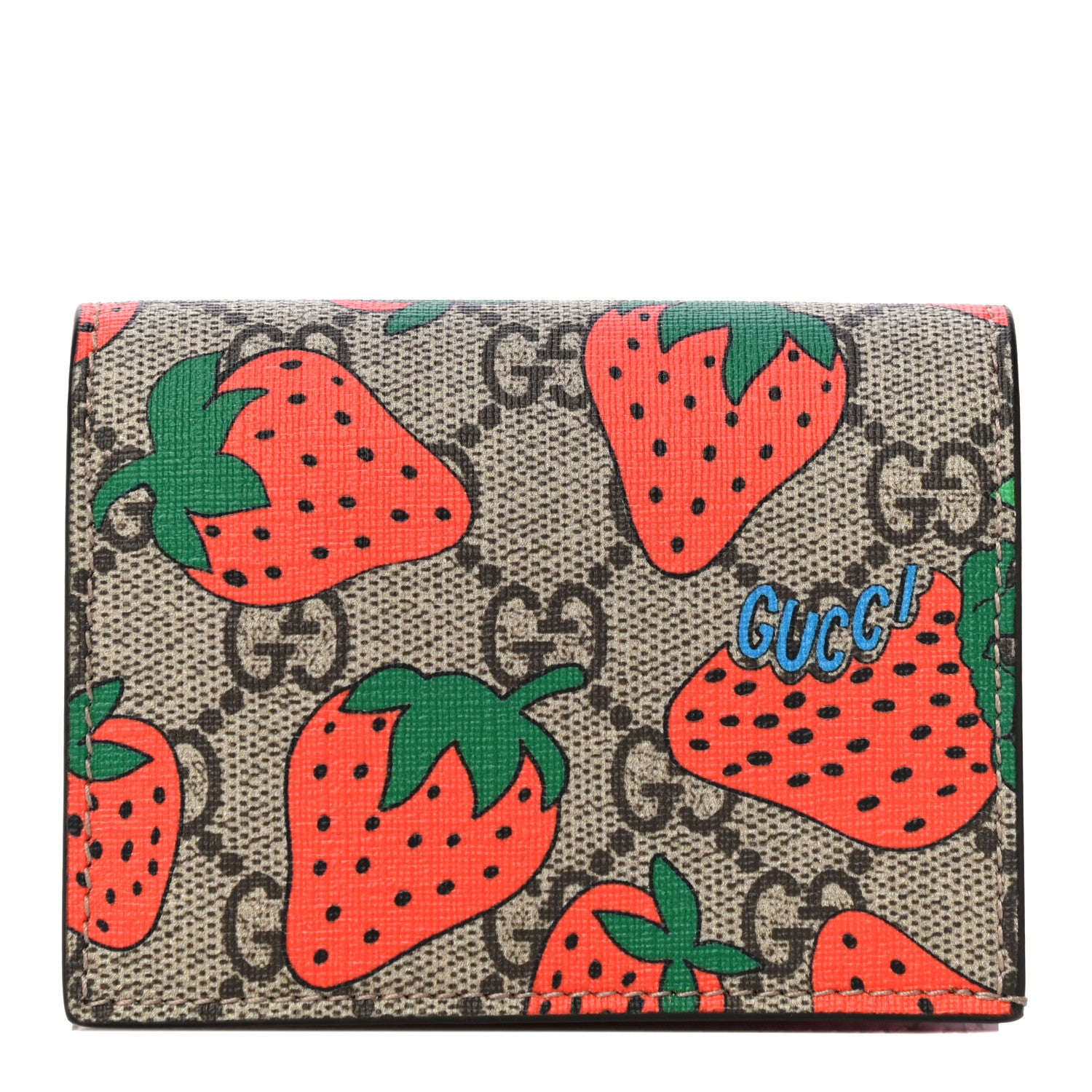 Gucci GG Supreme Monogram Strawberry Card Case 1 of 13