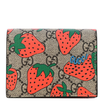 Gucci GG Supreme Monogram Strawberry Card Case 1 of 13
