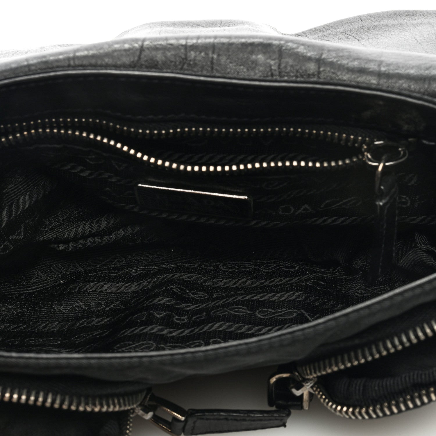 Prada Soft Calfskin Buckle Shoulder Bag Black 5 of 8