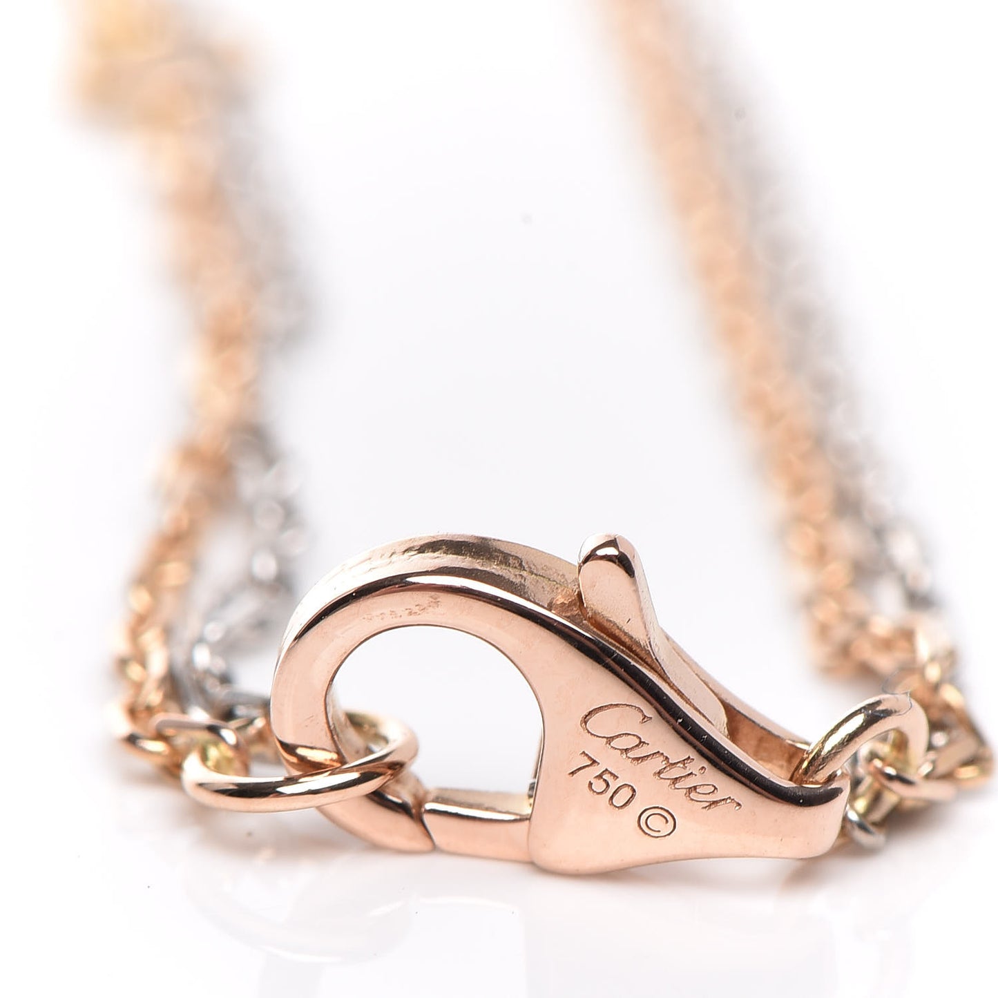 18K White Pink Gold Diamond Three Ring LOVE Pendant Necklace
