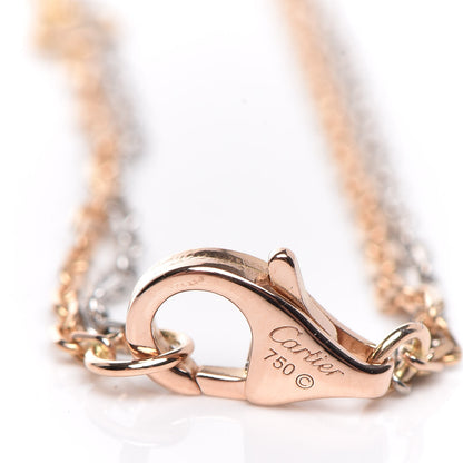 Cartier 18K White Pink Gold Diamond Three Ring LOVE Pendant Necklace 12 of 12