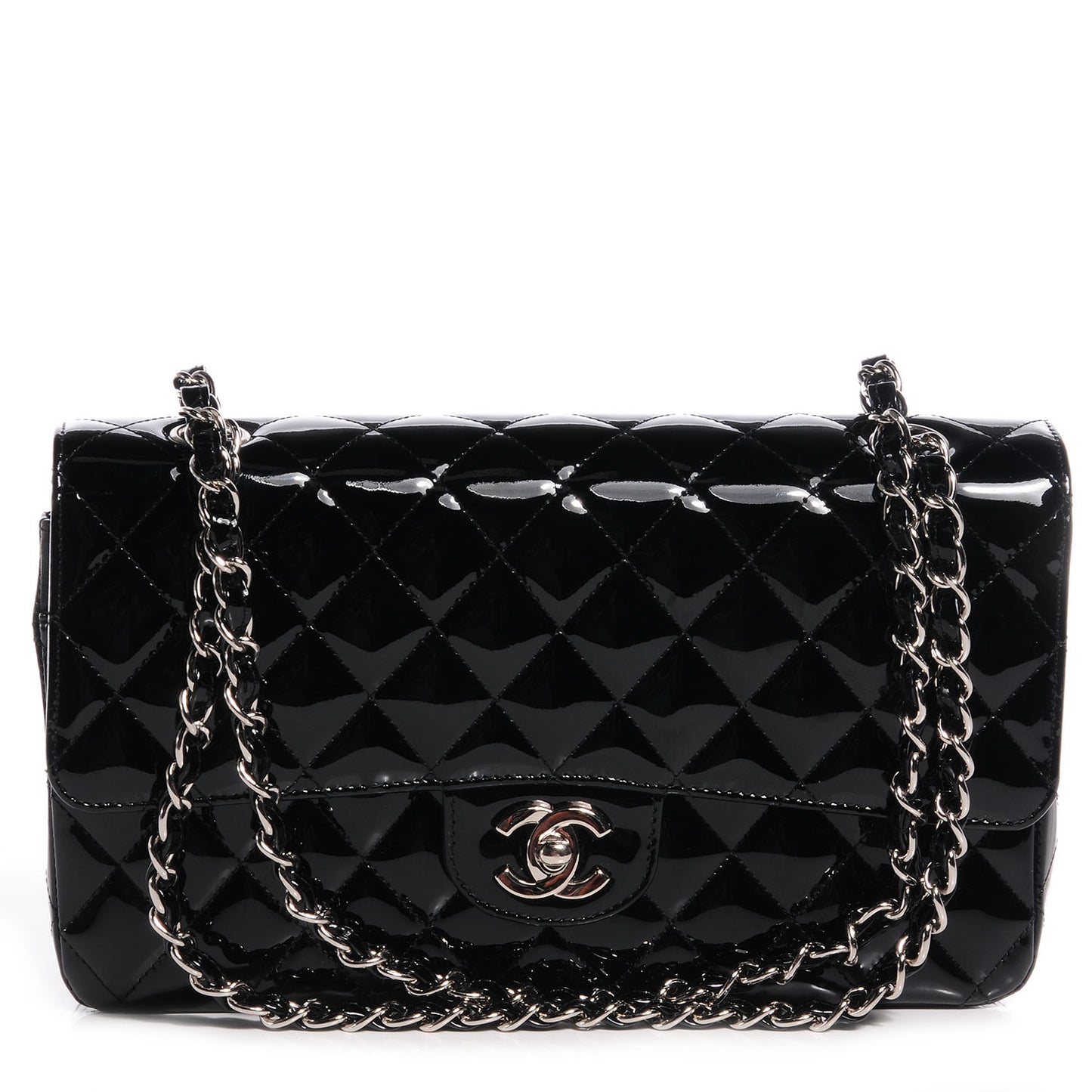 Patent Medium Double Flap Black