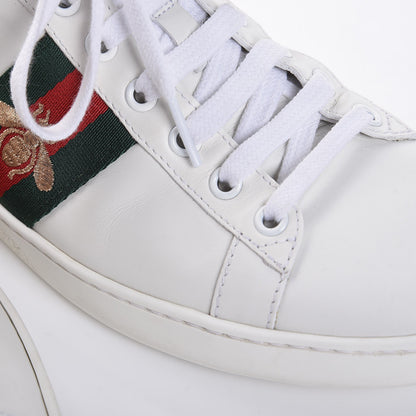 Gucci Calfskin Ayers Bee Embroidered Ace Sneakers 39 White Green 12 of 13