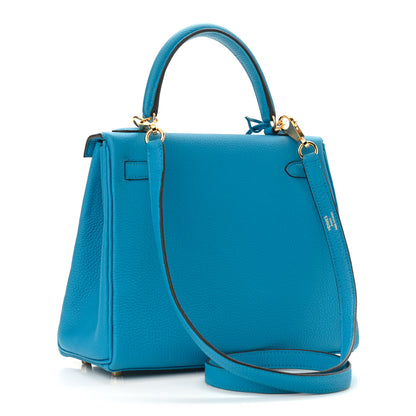 Hermes Togo Kelly Retourne 25 Bleu Zanzibar 3 of 11