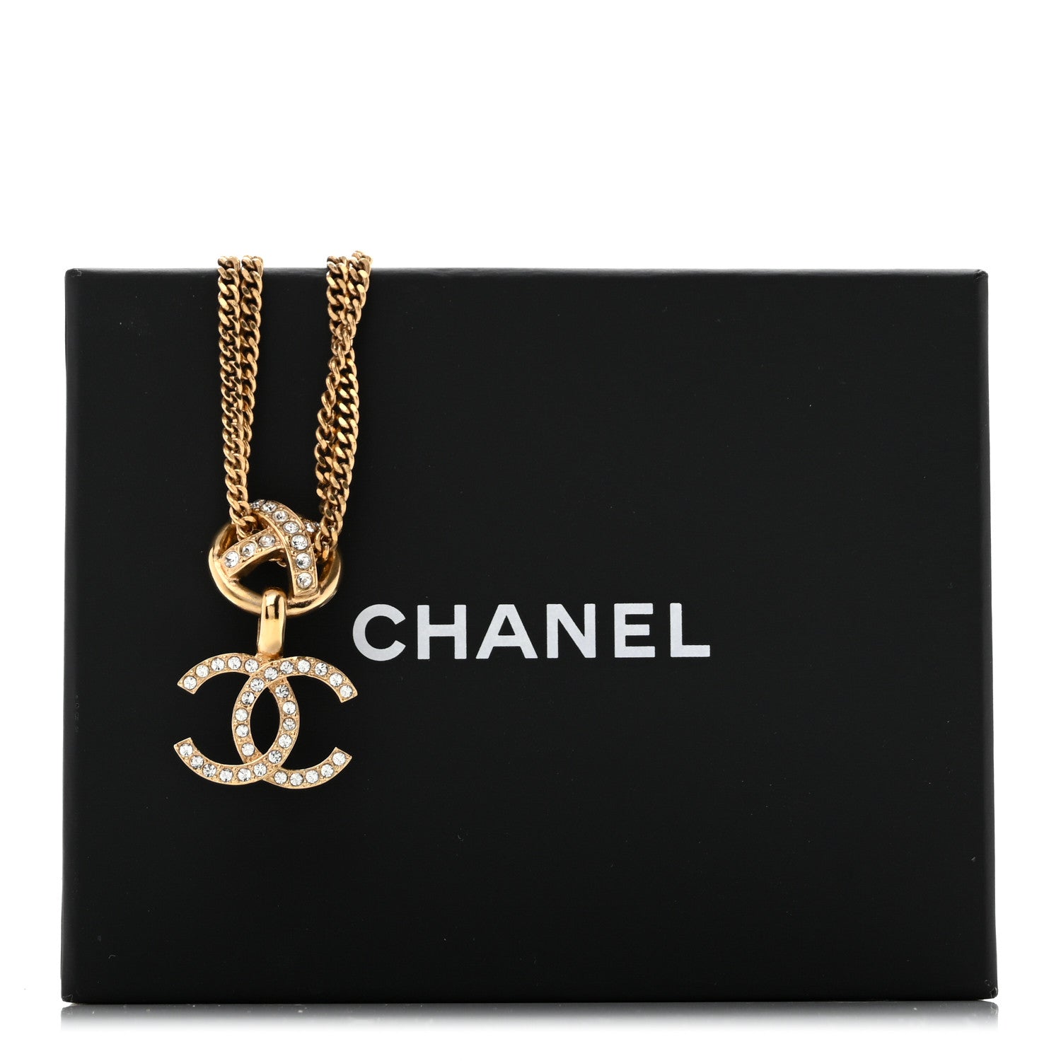 Chanel Crystal CC X Drop Multi Strand Necklace Gold 7 of 7