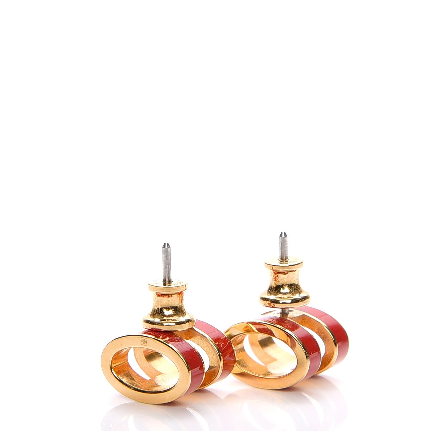 Gold Lacquered Pop H Earrings Rouge Corail