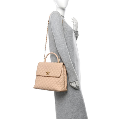 Chanel Caviar Quilted Large Coco Handle Flap Beige 2 of 10