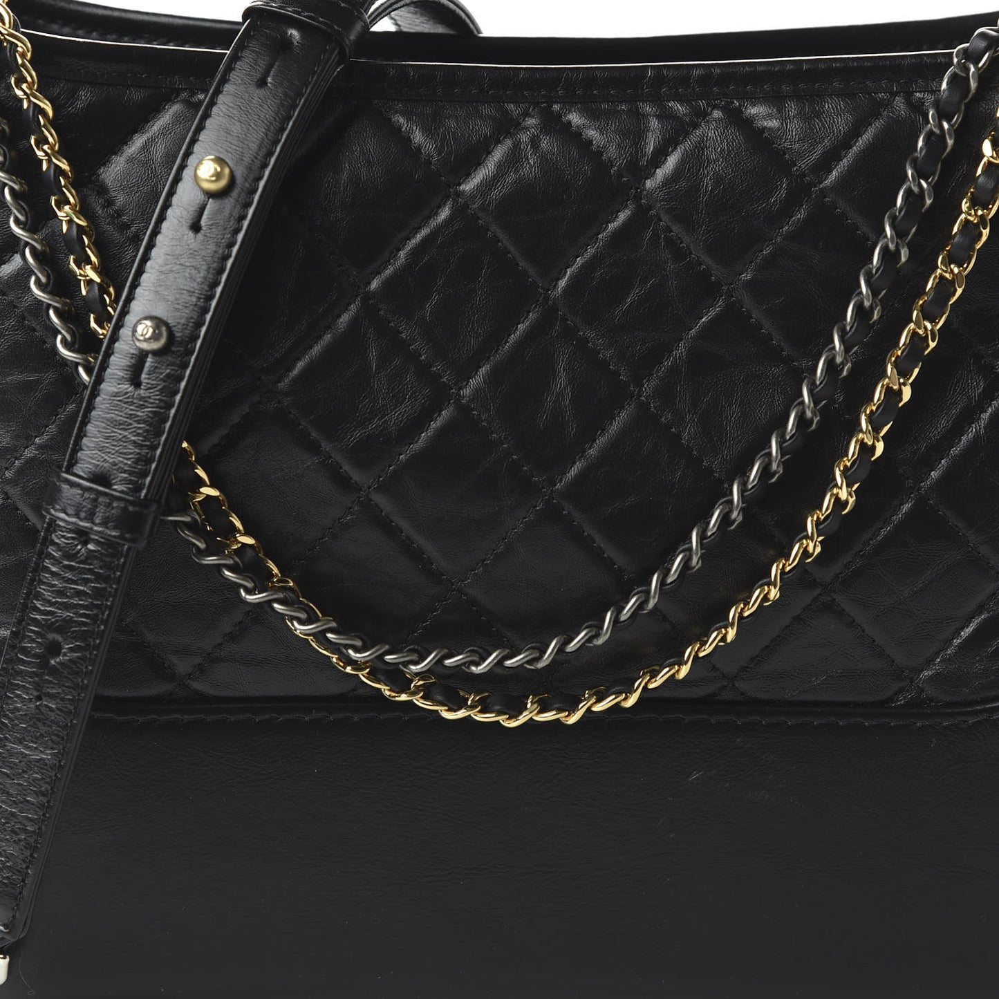 Aged Calfskin Quilted Medium Gabrielle Hobo Black