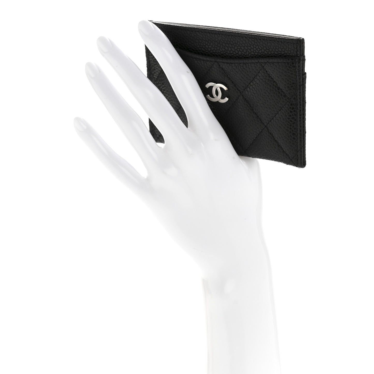 Caviar Quilted Card Holder Black