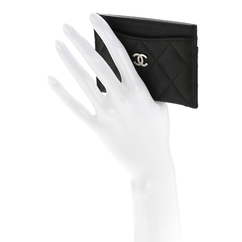 Caviar Quilted Card Holder Black