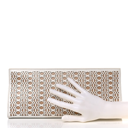 Alaia Calfskin Laser Cut Clutch White 2 of 15