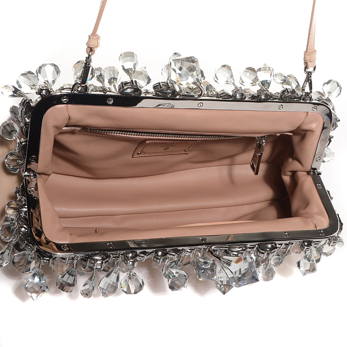Vernice Crystal Encrusted Clutch Cipria