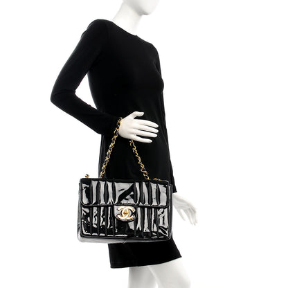 Chanel Patent Vertical Quilted Jumbo Single Flap Black 2 of 17