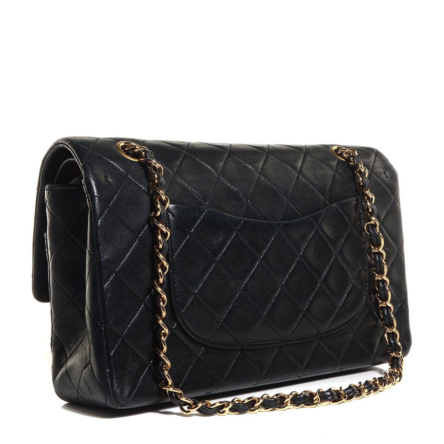 Lambskin Medium Double Flap Black