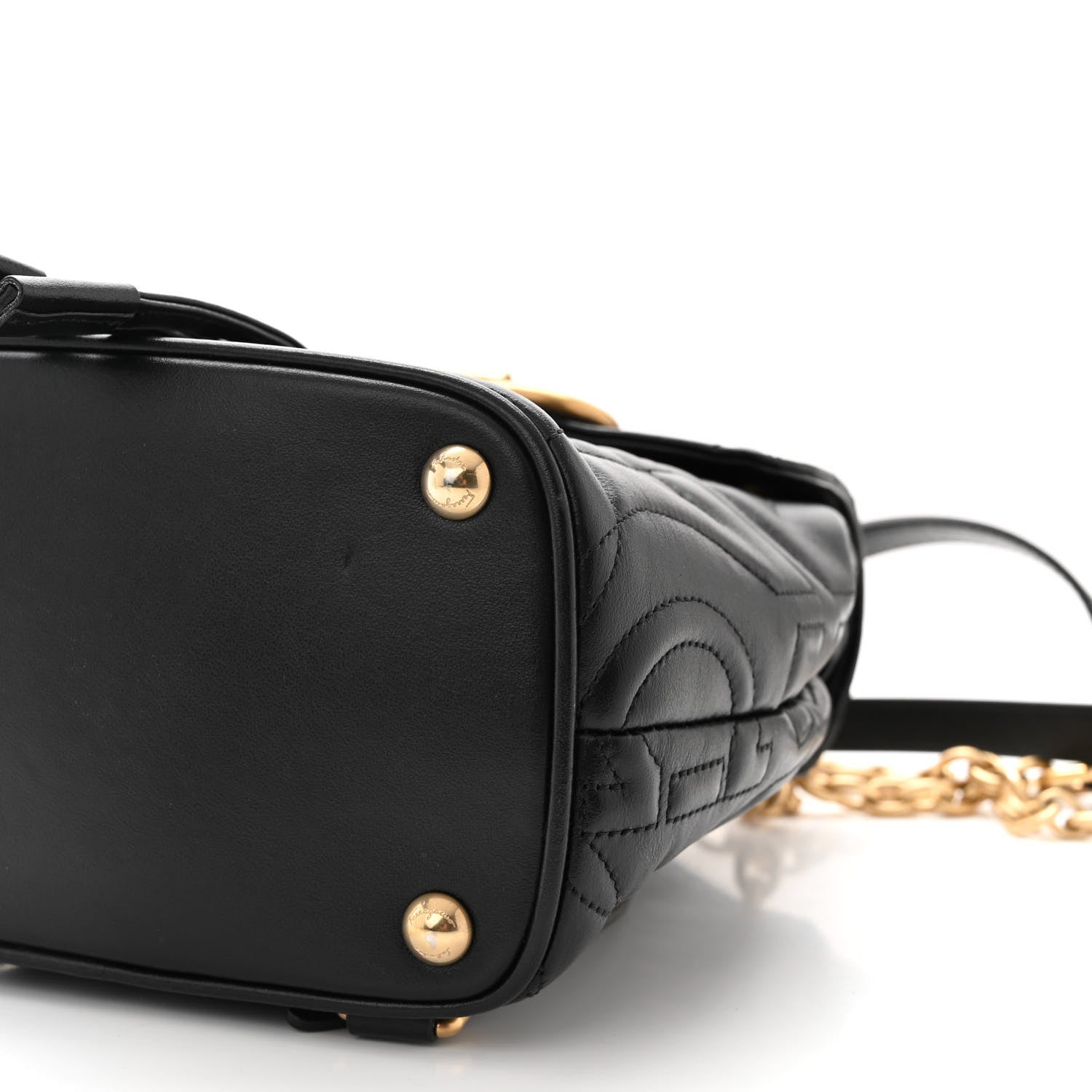 Salvatore Ferragamo Calfskin Quilted Gancini Backpack Black 10 of 10