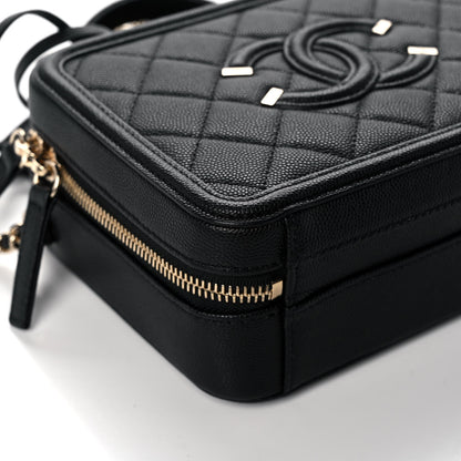 Chanel Caviar Quilted Small CC Filigree Vanity Case Black 8 of 9