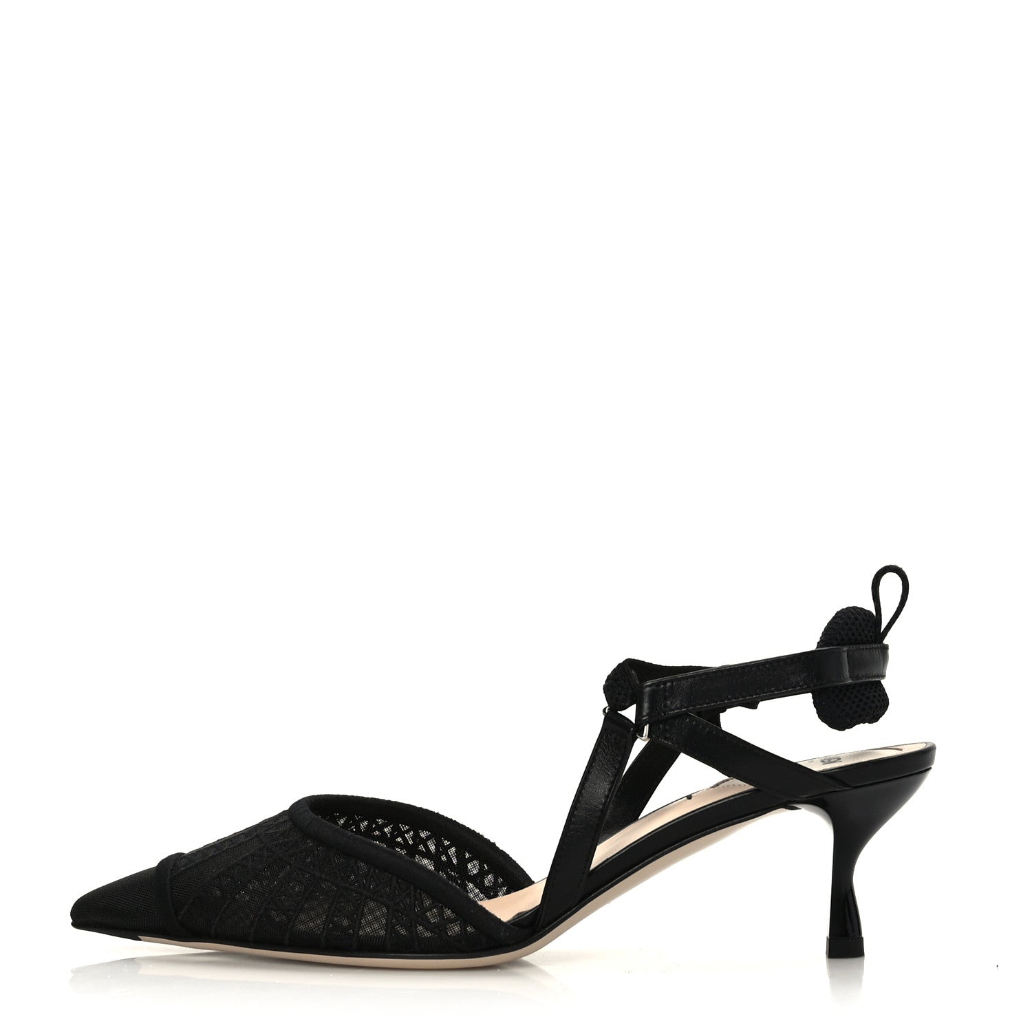 Fendi Mesh Vitello Ajour Embroidered Colibri Lite 55mm Slingback Pumps 36.5 Black 1 of 7