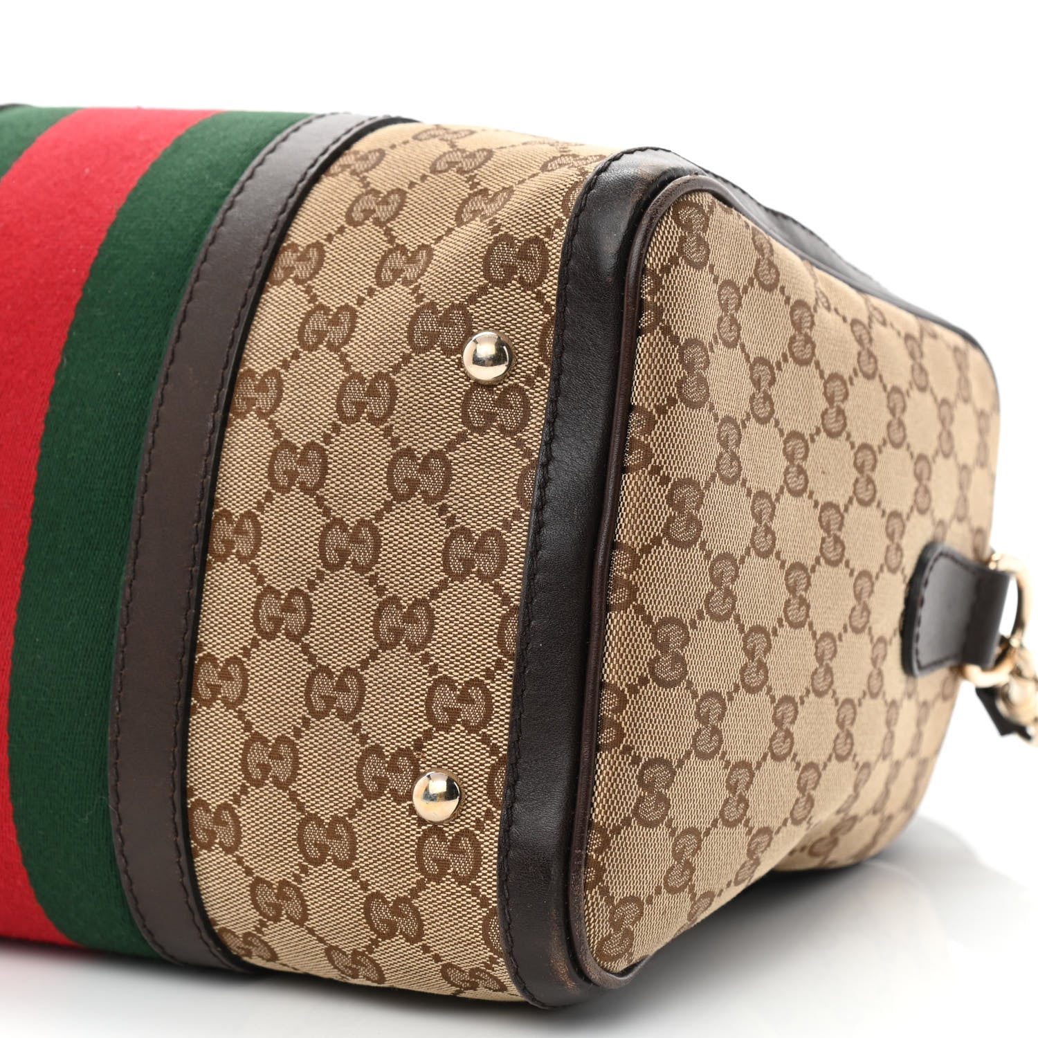Gucci Monogram Vintage Web Medium Boston Dark Brown 10 of 14