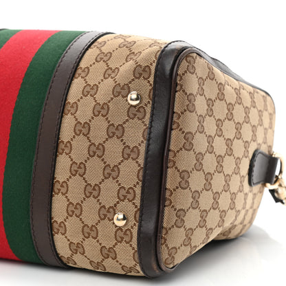 Gucci Monogram Vintage Web Medium Boston Dark Brown 10 of 14