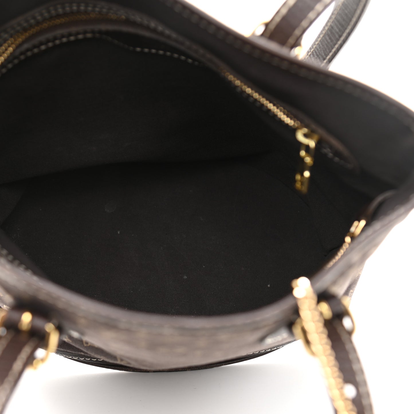Mini Lin Monogram Bucket Bag Ebene
